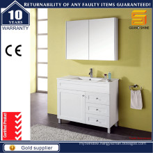 White Lacquer Bath Vanities with One Door & Three Drawers